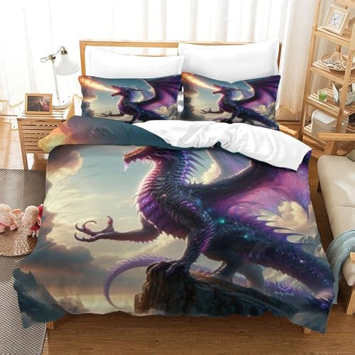 Flying Dragón Juego De Cama Minions Funda De Edredó De Almohada Cierre De Cremallera Edredón De...