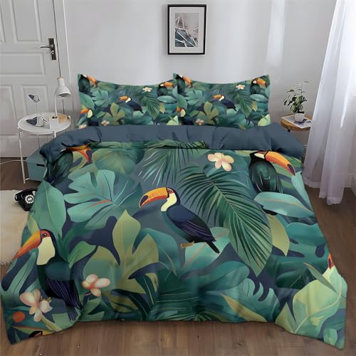 Juego de funda de edred&oacute;n individual de 53 x 79 pulgadas, ropa de cama 3D, animales de la selva,...