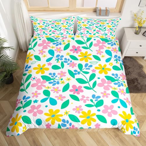 richhome Juego de funda de edred&oacute;n floral para cama juvenil/cuna, dise&ntilde;o bot&aacute;nico floral,...