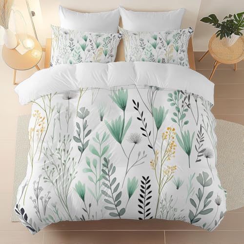 Gen&eacute;rico Funda N&oacute;rdica 200 x 200 cm + 2 Fundas de Almohada - Sencillo Estilo Escandinavo Flores...