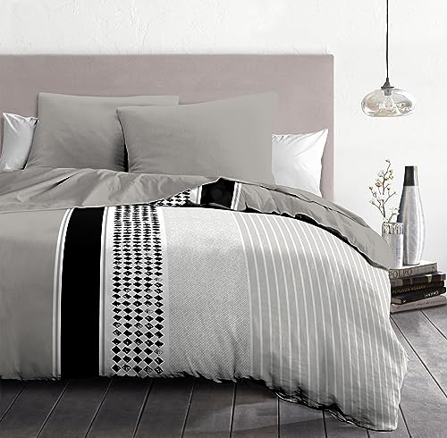 Home Linge Passion - Juego de edredón (220 x 240 cm), Color Negro