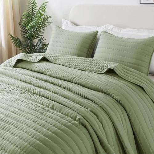 R. SHARE Colcha Cama Verano Primavera, Verde Salvia 300x270cm Colcha Bouti Cama 180/200, Acolchada...