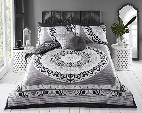Sleep Down - Funda de edredón y funda de almohada, diseño de cachemira y mandala, color gris,...