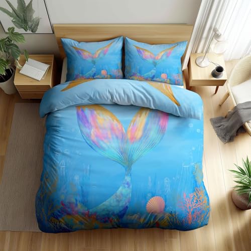 Funda N&oacute;rdica Escena de Acuarela Cola de arco&iacute;ris Transpirable para Cama 80/90, Antiest&aacute;tico...