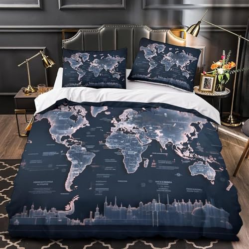 Funda Nordica Cama 80/90 Mapamundi Funda Edredon Microfibra Ropa de Cama Mapamundi Fundas N&oacute;rdicas...