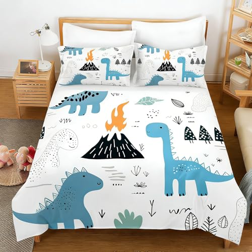 Juego de Motivos de Dinosaurios 135x200 con Funda de Almohada, Juego Dinosaurios Animados de...
