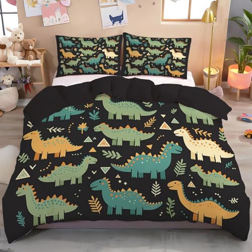 Juego De Funda Nordica Cama Azul Verdoso Peque&ntilde;o Dinosaurio De Hierba Estampado 3D Fundas...