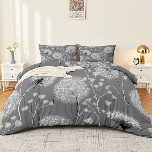 Funda N&oacute;rdica Cama Dibujo Lineal Sencillo de Diente de le&oacute;n Juego de 3 Piezas 150 x 220 100%...