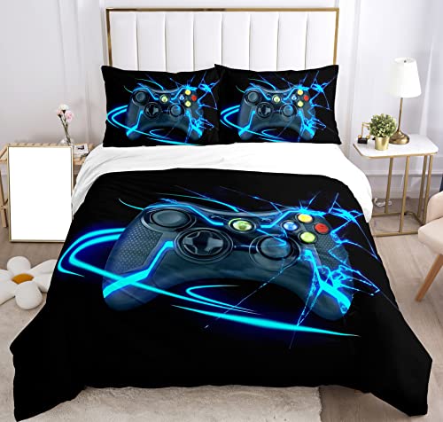SHUAIG Juego de ropa de cama para ni&ntilde;os, dise&ntilde;o de gamepad, efecto 3D, dise&ntilde;o de mando de...