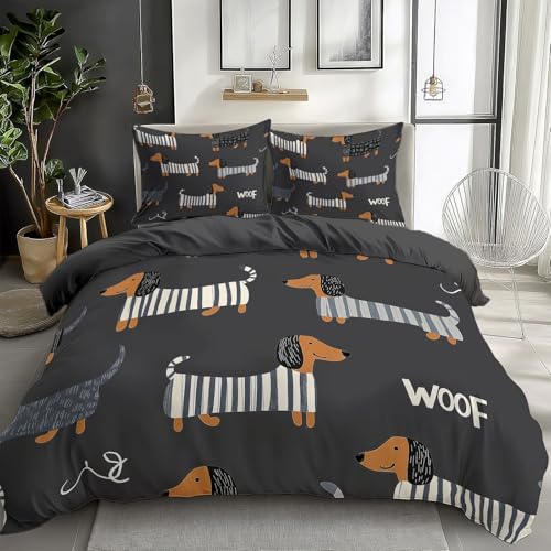 Juegos de Fundas n&oacute;rdicas Polialgod&oacute;n Premium Perro Salchicha Funda n&oacute;rdica Estampada Ultrasuave...