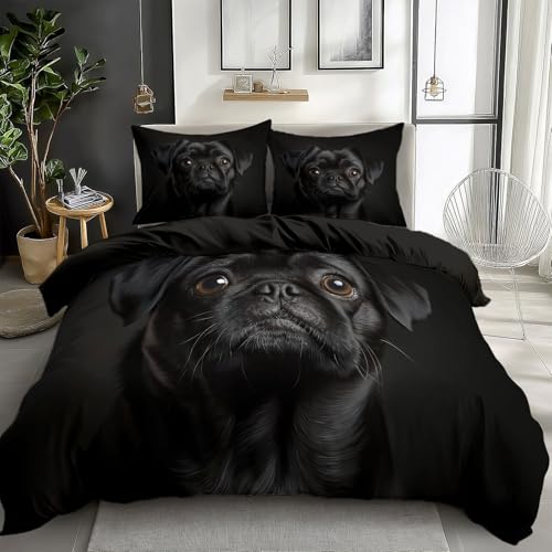 Juego de Funda n&oacute;rdica para ni&ntilde;os de 220 x 240 cm Carlino Negro, Juego de Cama de 3 Piezas, Suave,...