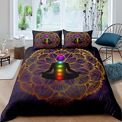 Juego de Cama con Mandala Bohemio para ni&ntilde;as y Adultos,Funda n&oacute;rdica Morada,Funda...
