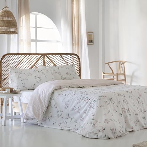 COTTON ARTean Funda N&oacute;rdica Cama 135 ALGOD&Oacute;N 144 Hilos PARRES Beige Reversible Funda edred&oacute;n...