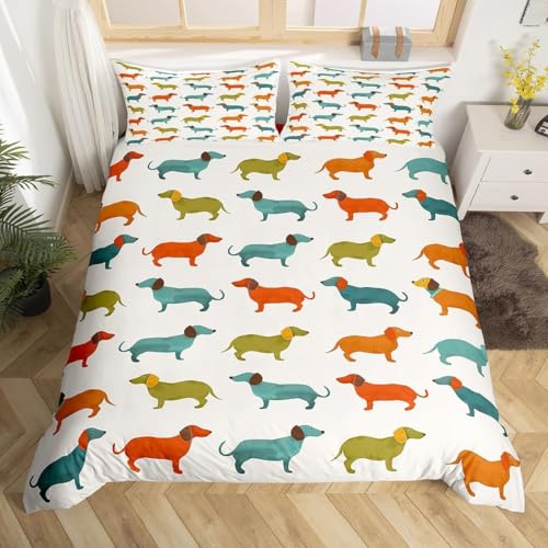 Funda Nordica Cama 90 Perro Salchicha Funda de Edred&oacute;n 135x200 cm 3D Perro Salchicha Ropa de Cama 3...