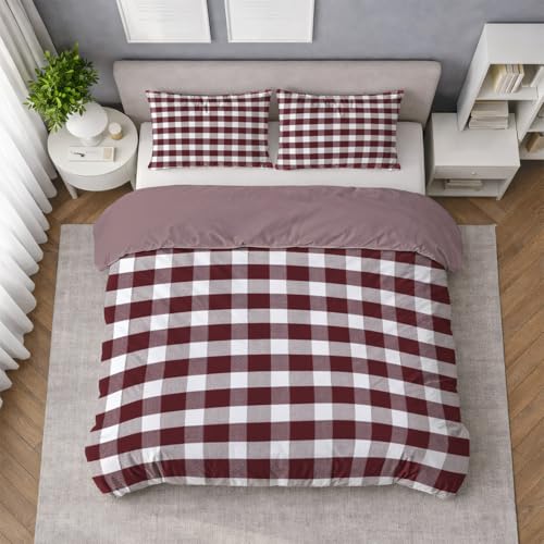 Funda n&oacute;rdica de Cama 90 &ndash; 100% Microfibra Lavada Reforzada &ndash; dise&ntilde;o Cuadros Vichy Cl&aacute;sico,...