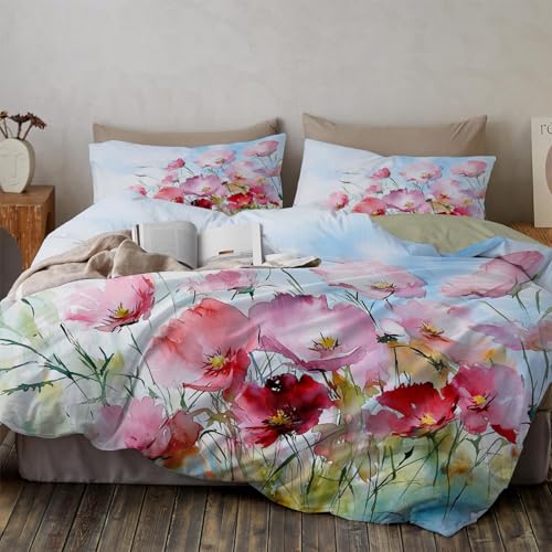 TDNEKMCA Juego de Funda Nordica Cama 180 Patr&oacute;n de Flor Silvestre Hierba Funda Edredon 260x240cm y...