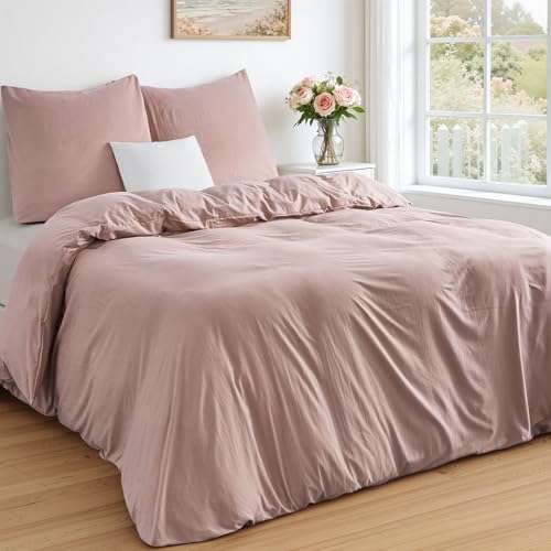 Duvetnova Funda N&oacute;rdica Cama 180 Rosa Empolvado,Microfibra prelavada s&uacute;per Suave, Similar al...