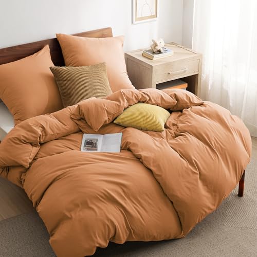 BEDSURE Ropa de cama de 135 x 200 cm, 4 piezas, color naranja, 2 fundas n&oacute;rdicas de 135 x 200 cm, 2...