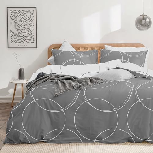 Dreamzie Funda Nordica Cama 150 Estampado Círculos con 2 Funda Almohada 65x65 cm - Funda nordica...