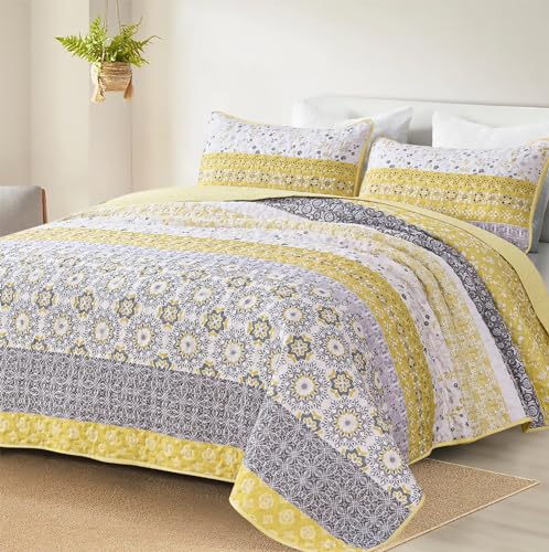 WONGS BEDDING Juego de edred&oacute;n Bohemio tama&ntilde;o King, Juego de Colcha de Verano con 2 Fundas de...