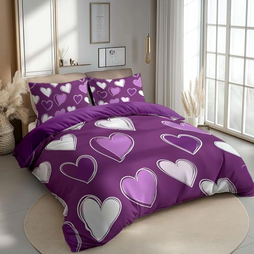 Juego de Fundas N&oacute;rdicas Suave 2 Piezas para Cama 80/90 - Corazones de Amor rom&aacute;nticos Patr&oacute;n...