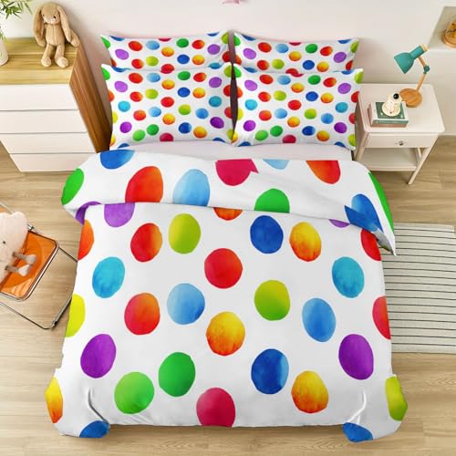 Gen&eacute;rico Funda N&oacute;rdica 220 x 220 cm + 2 Fundas de Almohada - Elegante Sencillo Lunares Funda de...