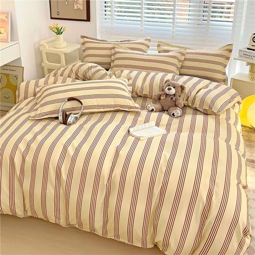Odot Estilo N&oacute;rdico Impresi&oacute;n Rayas Juego Ropa de Cama 4 Piezas, Suave Juegos de Funda para...