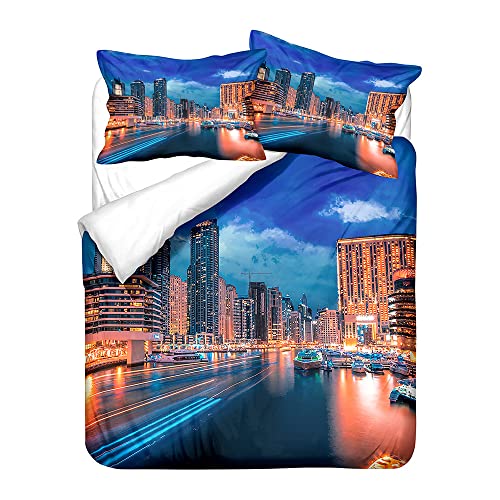 Juego de cama funda n&oacute;rdica New York London Paris Italy, Ropa de Cama de Microfibra Vista de La...