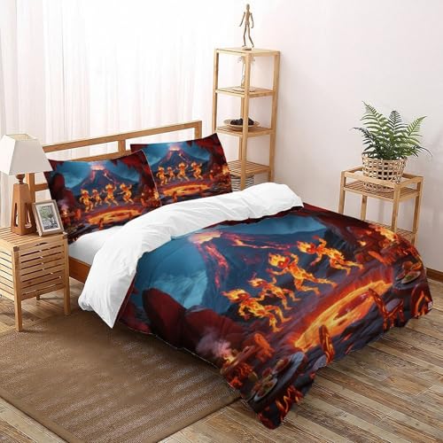 COVDKIDF volcán Nórdica 3D Impreso 3 Piezas Funda De Edredón Bonito Diseño Adecuado para Adultos...