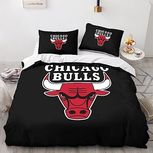 Chicago Bulls Juego De Cama 3 Piezas Fundas Nórdicas Impresas En 3D Microfibra NBA Team Logo Funda...