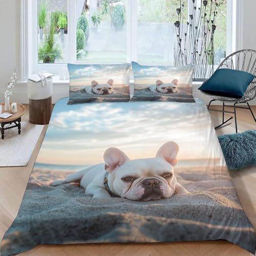 Funda Nordica Cama 90 Bulldog Franc&eacute;s Funda Edredon Microfibra Ropa de Cama Lindas Mascotas...