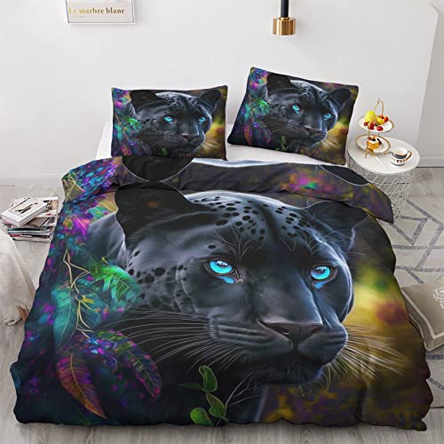 Funda Nordica Cama 90 Pantera Negra - Ropa de Cama Microfibra Suave, Juego de Funda N&oacute;rdica...