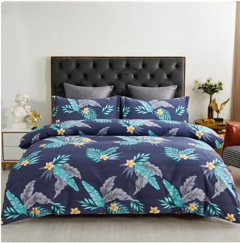 SNOWDVANCE Juego de Funda N&oacute;rdica con Estrellas, Azul Marino y Blanco, 100% Poli&eacute;ster 4 Piezas...