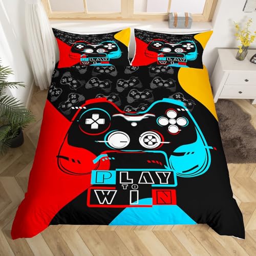 Loussiesd - Juego de ropa de cama infantil con estampado Gaming, para ni&ntilde;os y ni&ntilde;as, tama&ntilde;o Super...