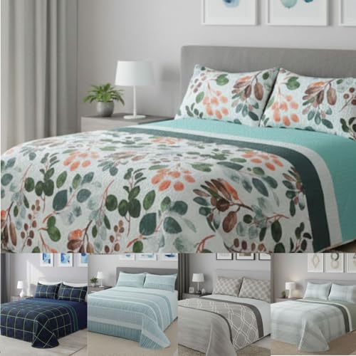 DONATELLA Colcha BOUTI Reversible - 150 cm., Verde-PIMAVERA
