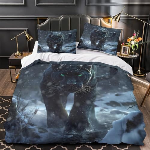 Pantera negra 3D Impresi&oacute;n Edred&oacute;n funda 3pz Microfibra antidesvanecimiento criatura salvaje del...