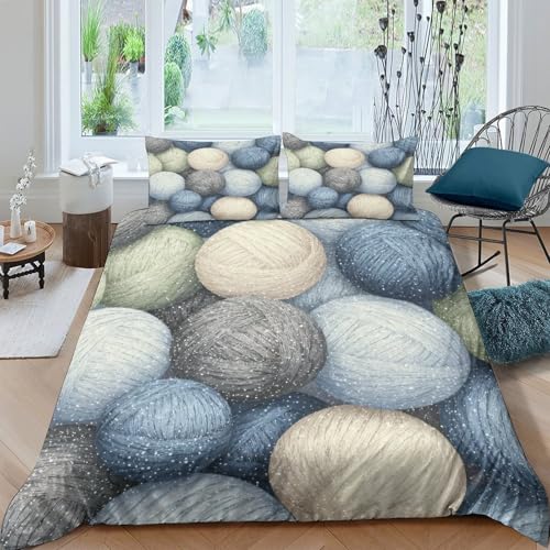 Funda N&oacute;rdica 3D Impresa Bolas de Lana Microfibra Suave Decoraci&oacute;n Dormitorio Juego de Cama Bolas...