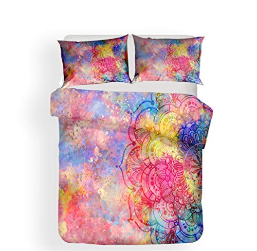 Stillshine Funda n&oacute;rdica - Cama 150 Galaxia misteriosa Bohemia India Mandala Morado Azul Rojo Verde...
