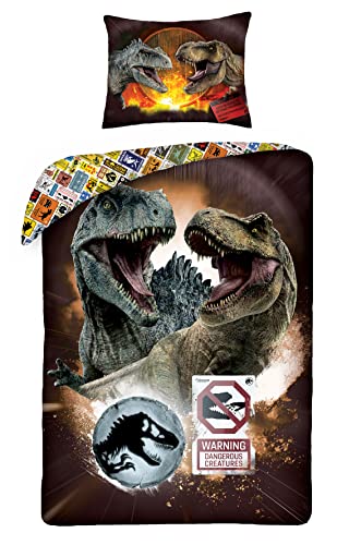 Halantex Jurassic World - Juego de Funda n&oacute;rdica (140 x 200 cm + 70 x 90 cm, 100% algod&oacute;n)