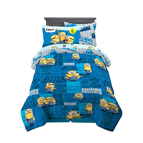 Franco Juego de edred&oacute;n y s&aacute;banas con Funda, Microfibra, Minions, 5 Piezas, tama&ntilde;o Individual