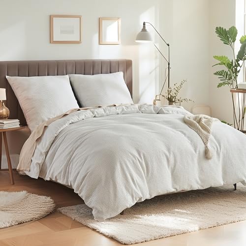 Simple&Opulence Funda Nordica Cama 150,100% Algod&oacute;n,Suave Patr&oacute;n de Gofres Juego de Funda de...