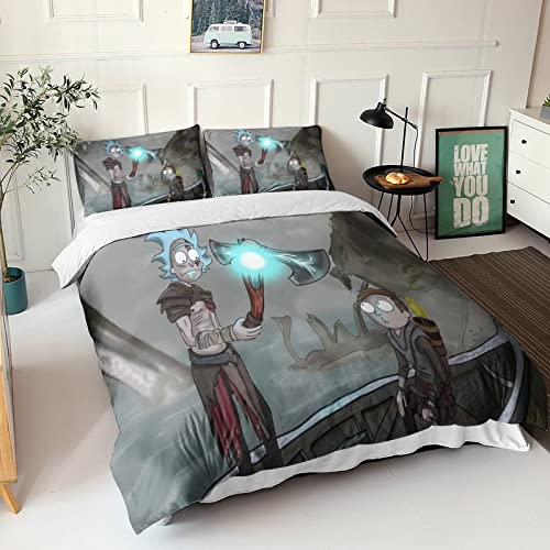 YINGB Rick and Morty - Juego de funda de edred&oacute;n de microfibra estampada de Rick and Morty con...