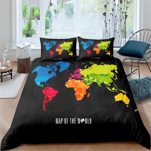 Funda Nordica Cama 90 Mapamundi Funda Edredon Microfibra Ropa de Cama Acuarela Art&iacute;stica Fundas...