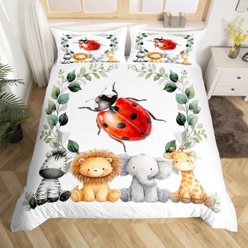 Homewish Lindo juego de funda de edred&oacute;n con dise&ntilde;o de animales del zool&oacute;gico, tama&ntilde;o Super...