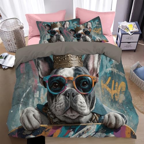 Juego de Funda n&oacute;rdica Bulldog franc&eacute;s Coronado 135&times;200CM + 1 Fundas de Almohada de 50 x75...