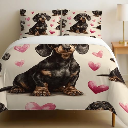 Juego de Funda n&oacute;rdica Me Encanta el Perro Salchicha para Ni&ntilde;os y Ni&ntilde;as 150x200 cm Microfibra...