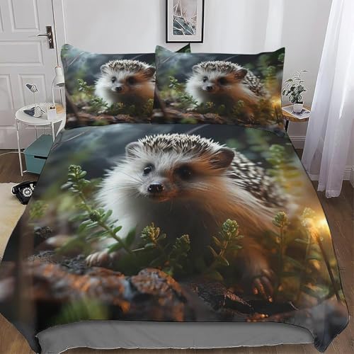 Fundas Nordica Cama 120 Erizo de Hierba Impresi&oacute;n 3D Funda de Edred&oacute;n Tema de la Selva Funda...