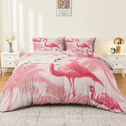 Juego de Funda n&oacute;rdica Flamencos Animales 135 x 200 cm, Juego de Cama de Microfibra Suave con...