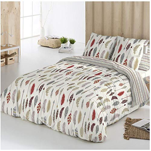 COTTON ARTean Funda Nórdica Reversible Cama 105 Salve ALGODÓN 100% Funda edredón 180x220 + 1...