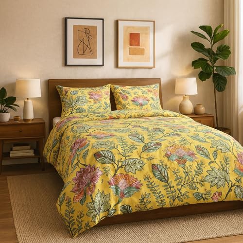 PETIT ALO Juego de Funda N&oacute;rdica Mostaza 100% Algod&oacute;n, Suave- Funda N&oacute;rdica para Cama de 90, Cama...